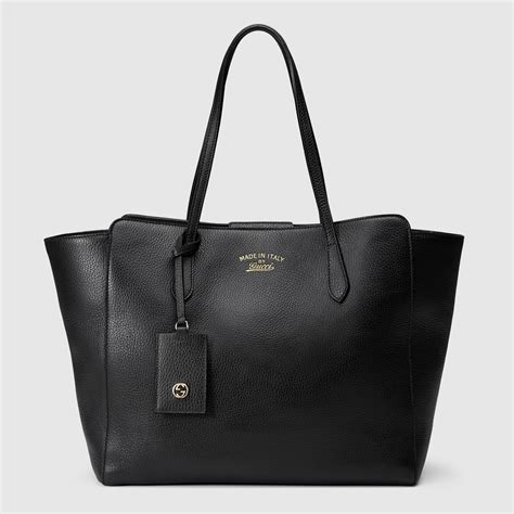 gucci swing small leather tote black|Gucci extra large tote bag.